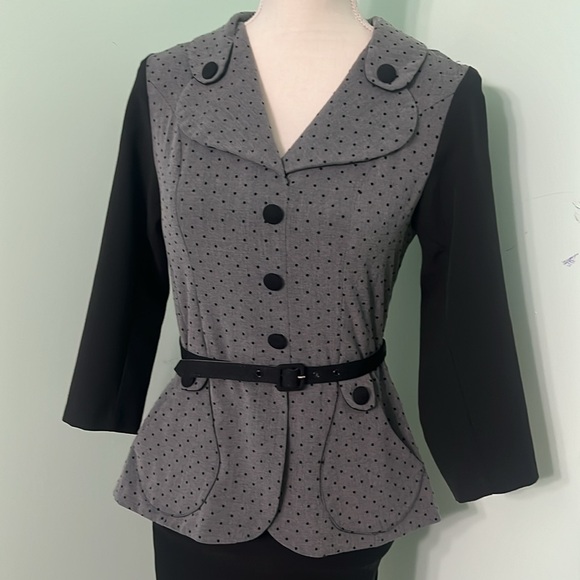 Stop Staring Naval fitted microdot pinup retro vintage inspired midi dress - Picture 2 of 9